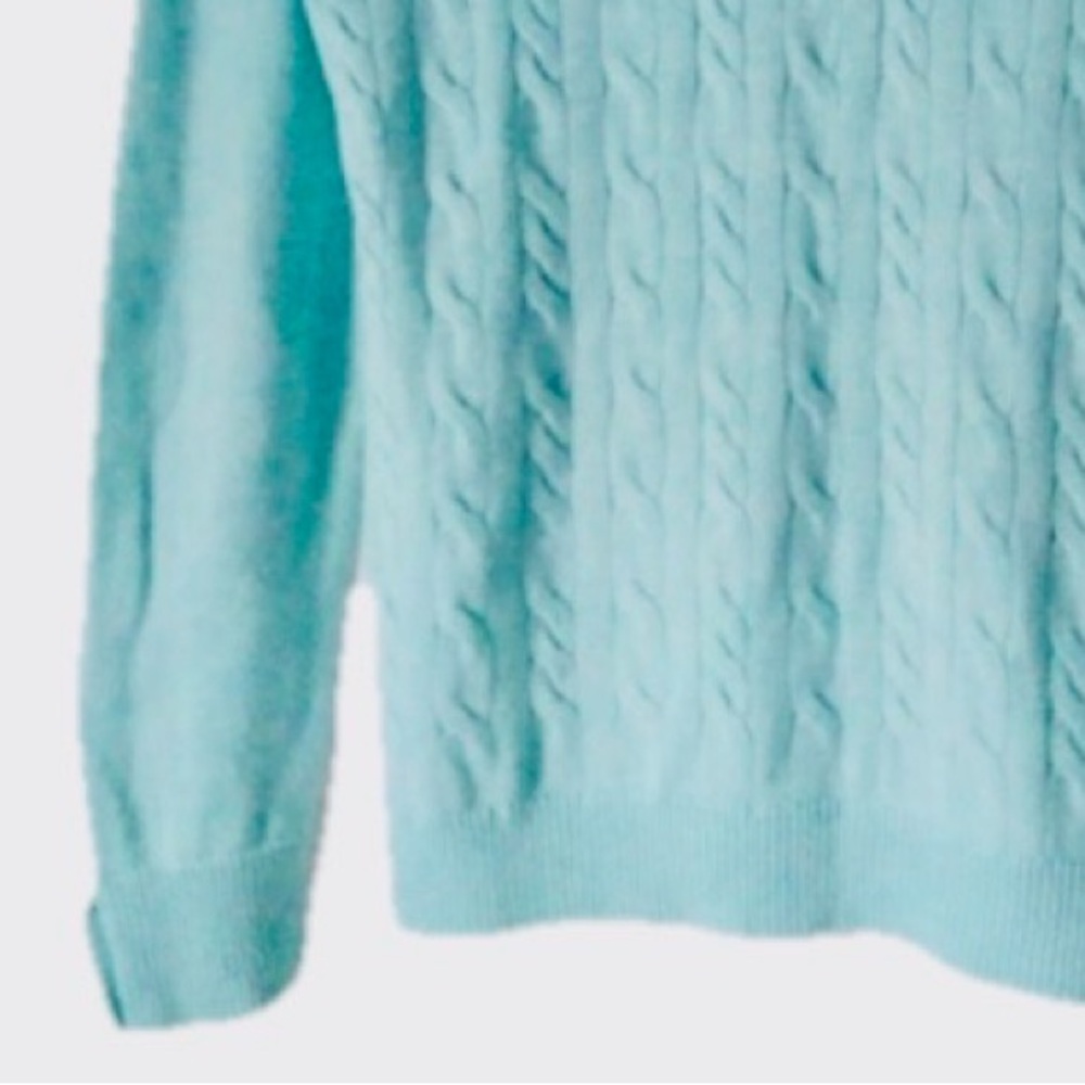 Talbots mint green cable-knit sweater Lambswool Blend XL - Picture 8 of 9